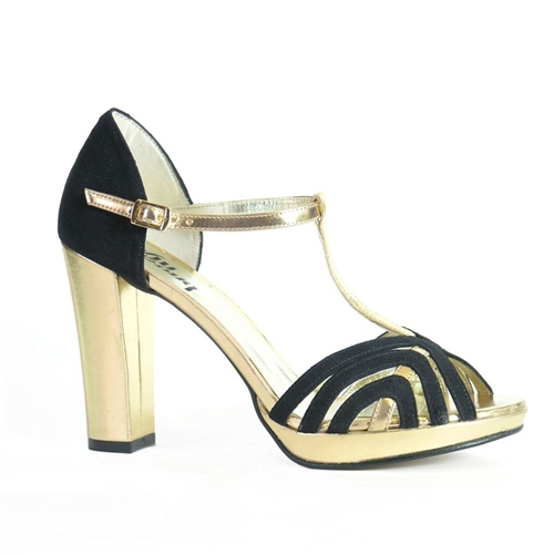 Emmie - Gold lame patent with black, 159pds @beyondskin.com