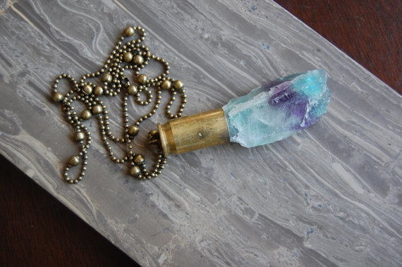 Rainbow Fluorite Crystal Bullet Necklace,  $35 @etsy.com/bashfulowl