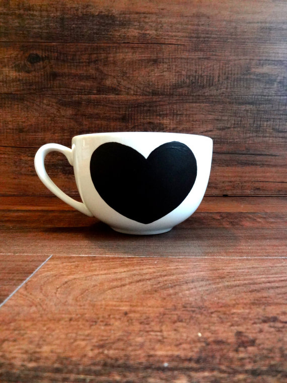 Ceramic Chalkboard Heart Mug (you can write in love notes daily!) $12 @etsy.com