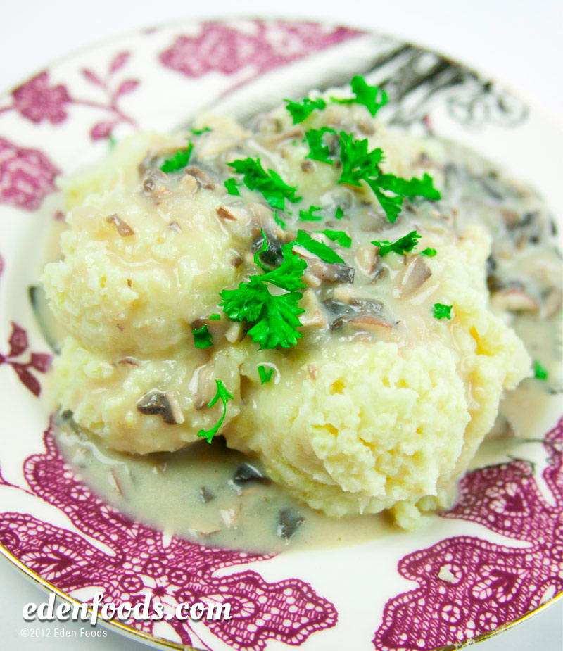 Millet Mashed Potatoes with Mushroom Gravy