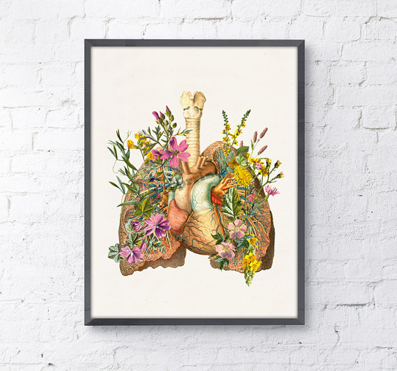 Lungs and Heart Flower Print, $10