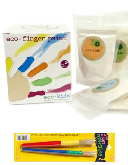 Eco Kids Non Toxic Finger Paint and Brushes