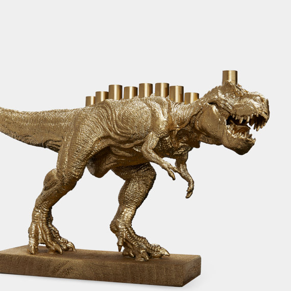 Gold Dinosaur Menorah, $39 @etsy.com