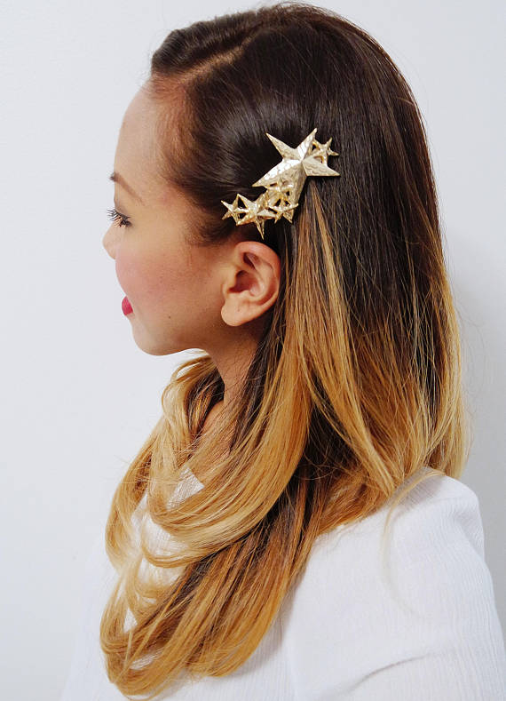 Gold Plated Star Hair Clip Barrette, $9 @etsy.com 