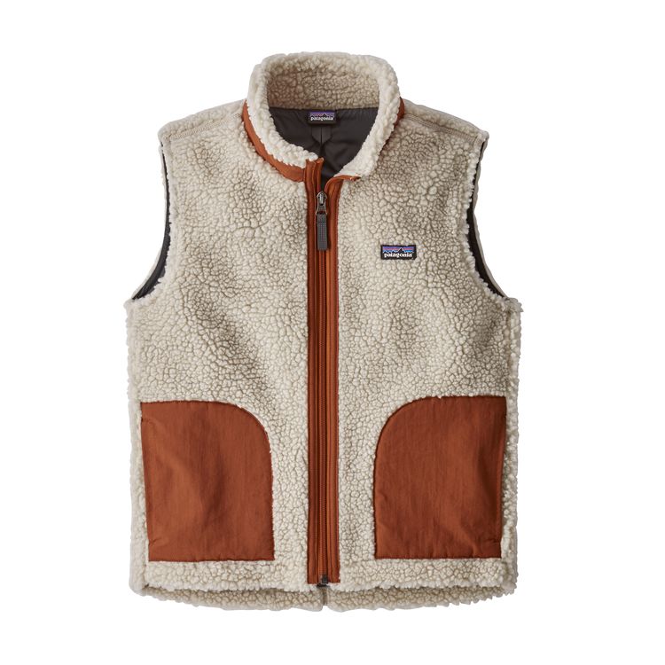 The Kids’ Retro-X® Vest is made of pliable 100% polyester (70% recycled) ¼”-pile fleece that’s lined with windproof polyester, $79 @patagonia.com