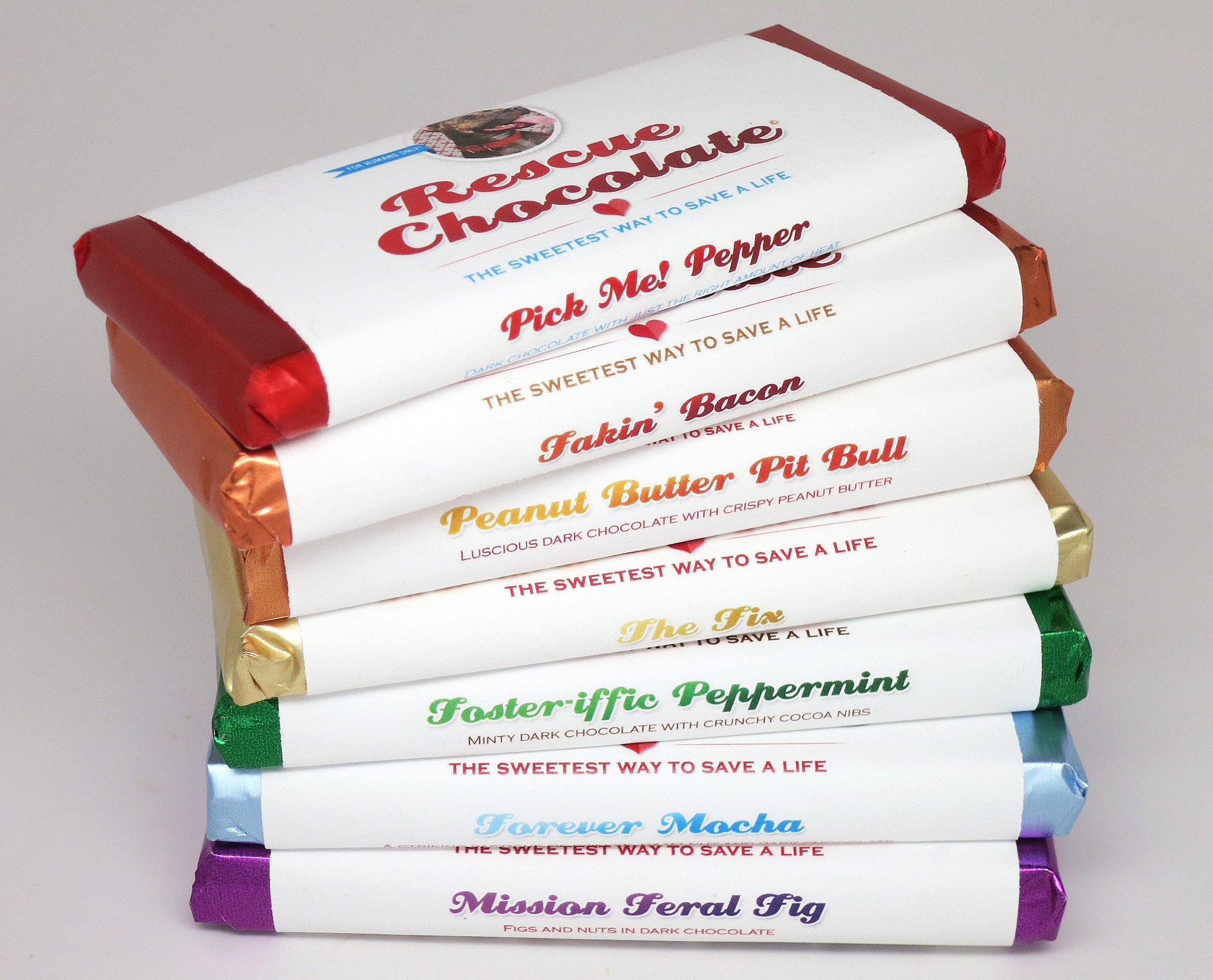 4 Paw Collection Vegan Chocolate Bars To Benefit Dog Rescue, $25 @rescuechocolate.com