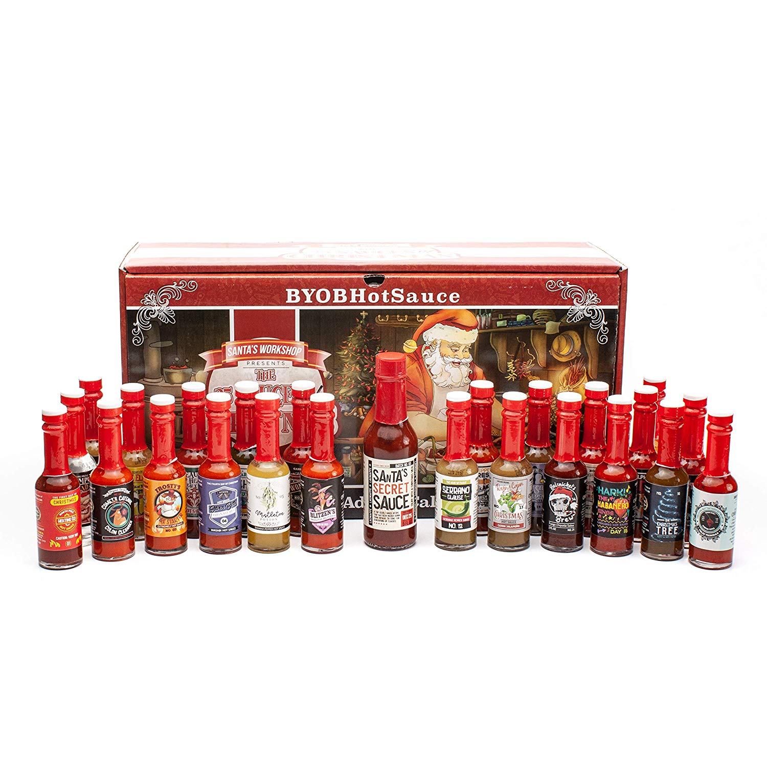 Hot Sauce Gift Set - Advent Calendar - The 25 Sauces of Christmas Countdown to Santa Clause, $79 @amazon.com