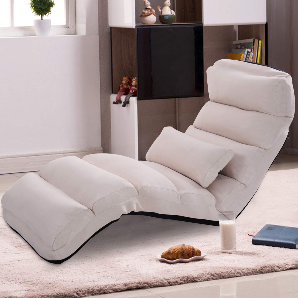 Giantex Folding Lazy Sofa W/Pillow (Beige), $92 @amazon.com