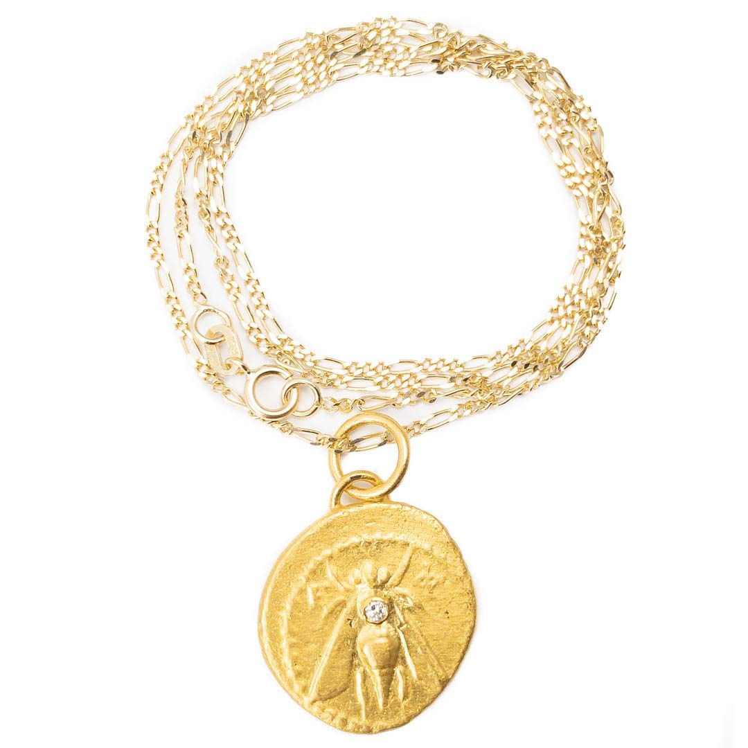 24k Solid Gold Artemis Bee Coin Pendant by Miller Mae Designs, $1675 @amazon.com