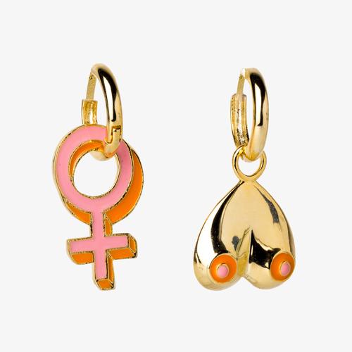 Feminist Female Boobs Hoop Earrings, $26.50 @yellowowlworkshop.com