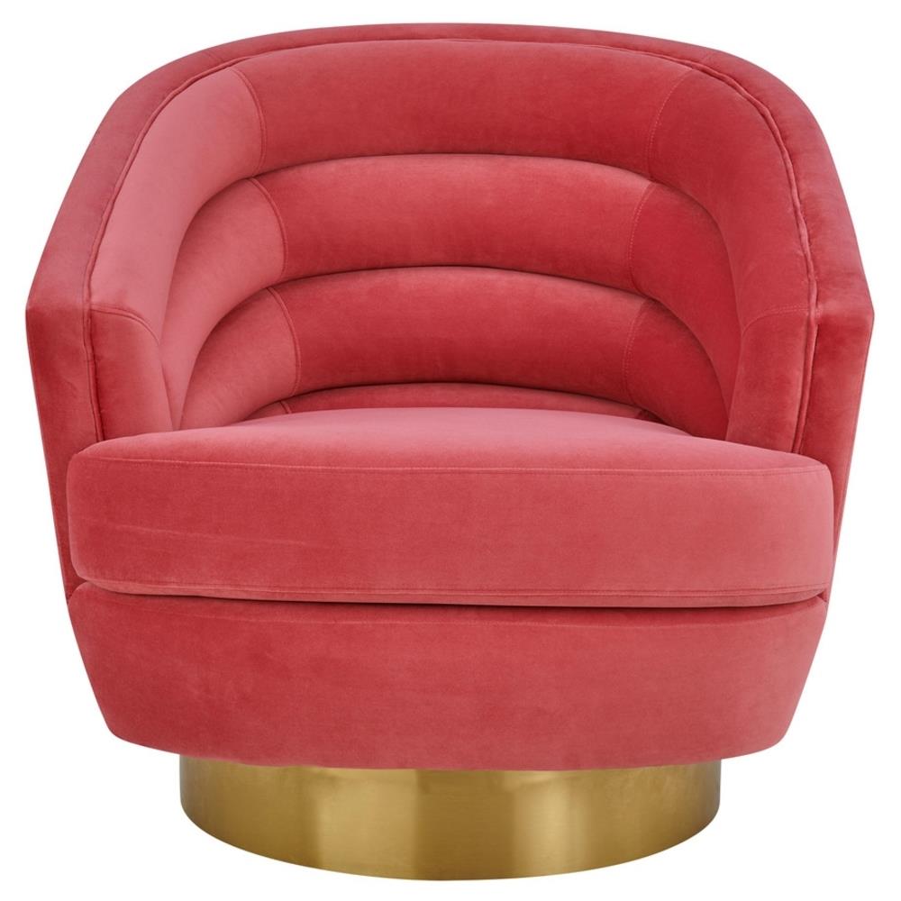 Anna Hollywood Regency Pink Velvet Upholstered Swivel Chair, $760 @kathykuohome.com